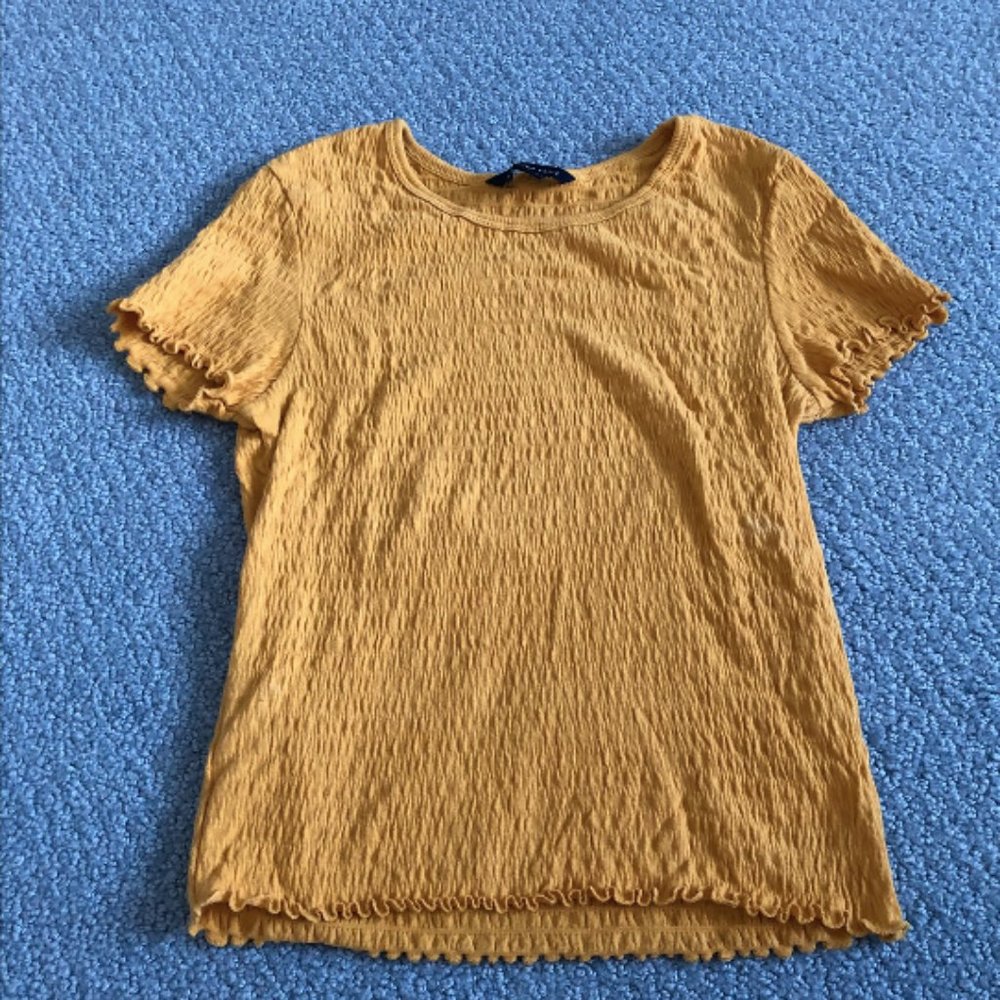 American Eagle Yellow Lettuce Trim Crop Top